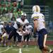 Saline senior quarterback Tyler Palka throws for yards against Ypsilanti on Friday. The Saline Hornets defeated Ypsilanti 49-14. Daniel Brenner I AnnArbor.com